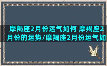 摩羯座2月份运气如何 摩羯座2月份的运势/摩羯座2月份运气如何 摩羯座2月份的运势-我的网站